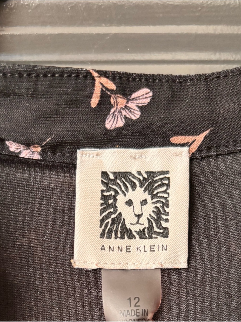 Anne Klein Black Midi Dress with Pink Floral Print - Picture 4 of 5